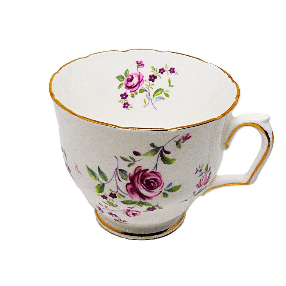 Vintage Crown Staffordshire Fine Bone China Pink Floral Tea Cup